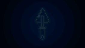 Glowing neon line Trowel icon isolated on black background. 4K Video motion graphic animation.
