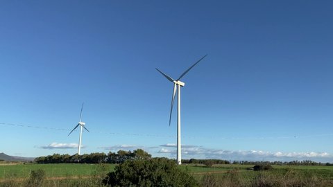 wind turbine with beautiful blue sky, Villacidro,south Sardinia
