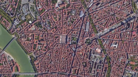 Zoom in from space and focus on Toulouse France. 3D Animation. Background for travel intro. 