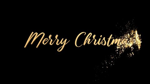 Merry Christmas  beautiful shiny golden Christmas text animated with sparkles effect and bokeh