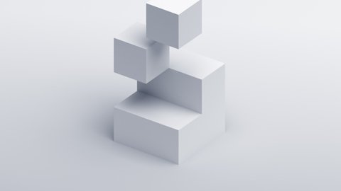 Abstract 3d render geometric background with white cubes. modern animation, motion design, 4k seamless looped video