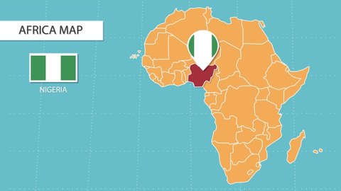 Motions of Nigeria pop-up map with Nigeria flag check-in icon.
