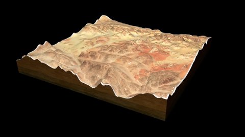 Wadi Rum Village terrain map 3D render 360 degrees loop animation