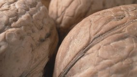 Close-up walnuts. The shell close-up. Extreme macro..