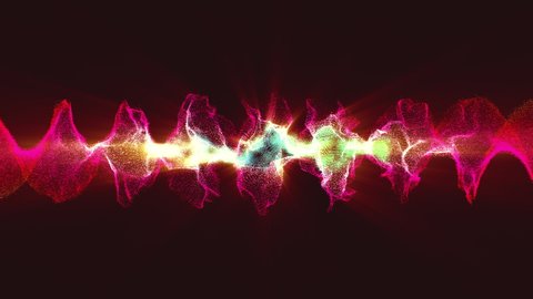 Red Audio Wave Glowing Particles Animation Loop