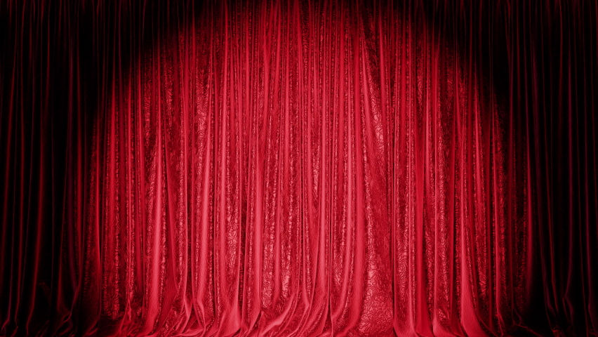 Realistic 3D animation of the red textured stage curtains rendered in UHD, alpha matte is included | Shutterstock HD Video #1062573007