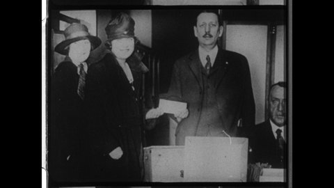 1916 Washington, D.C. Women's Suffrage exercise their Right to Vote in Elections. 4K Overscan of Archival 16mm Film Print