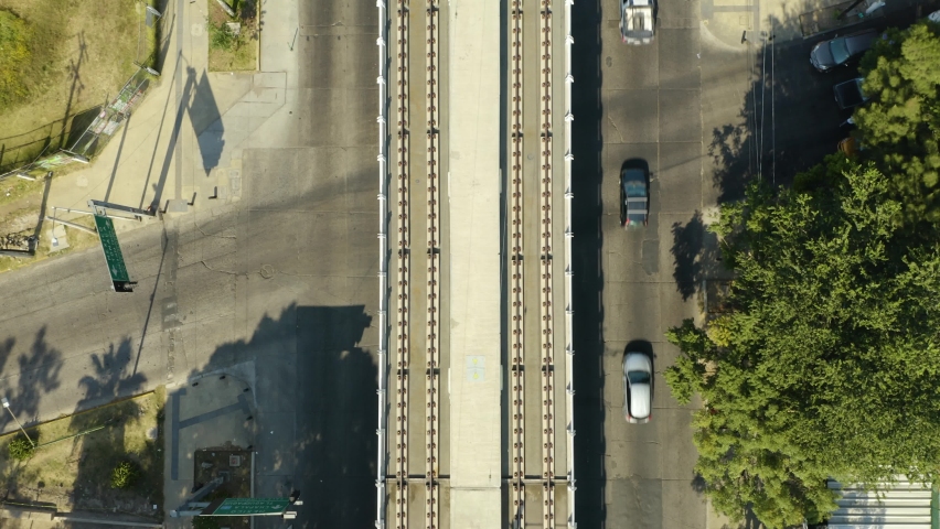 Guadalajara Light Rail Metro System. Top Down Aerial View. Jalisco, Mexico. Day