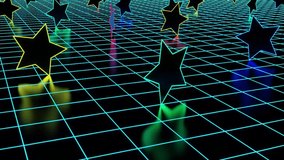 Continuous Loop animation of dancing, smoothly floating multicolored stars. VJ LOOP