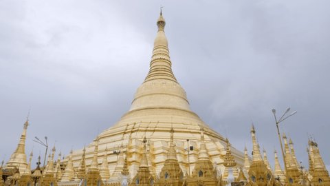 Top view of golden Shwedagon pagoda in Yangon, Myanmar. 