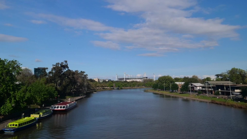 Time Lapse Yarra river Melbourne with MCG in the background