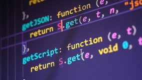 Code. Colorful jsx javascript computer programming code scroll close up pixel detail shot 4K super macro on screen. - Powered by Shutterstock - Get 15% off with code: PIKWIZARD15