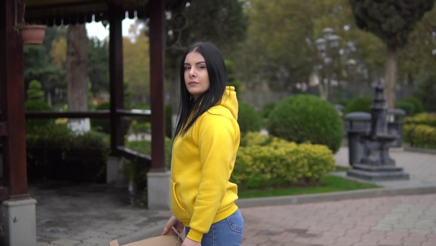 Girl with banner GRL PWR