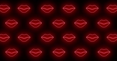 Lips neon moving strips pattern isolated on black background