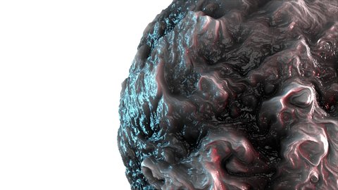 Computer generated oil sphere with curly shape. 3d render of abstract backdrop with smoke texture
