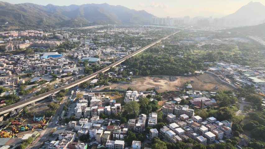 Country side Yuen Long, New Territories Top view  of Hong Kong city 