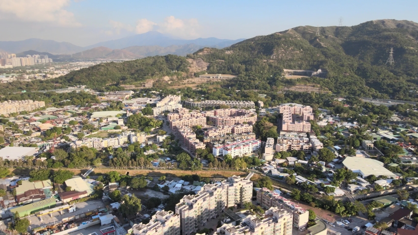 Country side Yuen Long, New Territories Top view  of Hong Kong city 