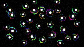 Atoms. 3D animation of atoms with airless orbits in multicolored shimmering orbits. Quantum world - Powered by Shutterstock - Get 15% off with code: PIKWIZARD15