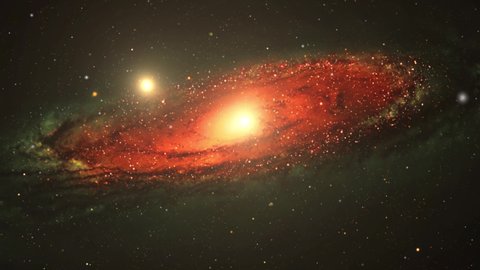 a spiral, greenish-red galaxy in the universe.