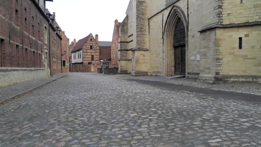 Great beguinage (Groot Begijnhof) Leuven, Belgium. Low angle dolly