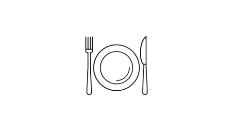restaurant Animated line Icon. 4k Animated Icon to Improve Project and Explainer Video