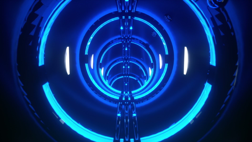 Tunnel Drive through in Blue Colors, Driving Glowing Lights in Circle Shapes - Seamless VJ Loop in 3D | Shutterstock HD Video #1062651754