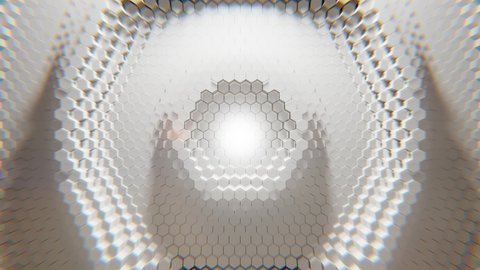 Abstract pattern of waves made of hexagons. White background with lens effect. Abstract background for the presentation. Seamless 4K loop 3D animation