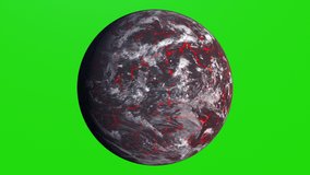Realistic Volcanic Planet Rotating on Green Screen. Earth global disaster - Powered by Shutterstock - Get 15% off with code: PIKWIZARD15