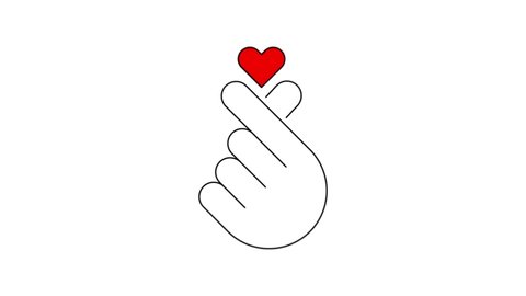 Flat icon animation. The hands represent the heart . Finger love Heart symbol. Animated video Full HD