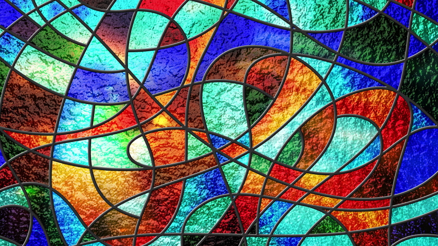 Animated colorful modern looping stained glass window. Royalty-Free Stock Footage #1062690004