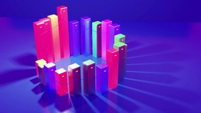 beautiful 3d looped background for analytical programs with abstract infographics, statistical data. Multicolor bars, counters and graph. 3d columns smoothly move up and down in loop. Financial bg - Powered by Shutterstock - Get 15% off with code: PIKWIZARD15