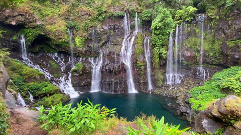 Langevin, Réunion - October 2020 : Grand Galet Falls of the Langevin river on Reunion Island