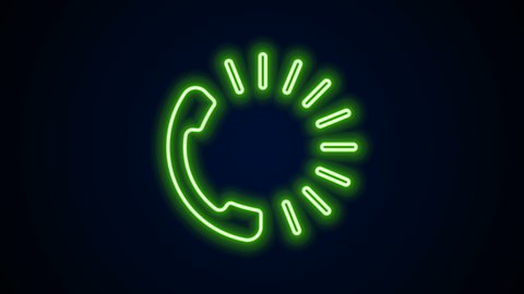 Glowing neon line Food ordering icon isolated on black background. Order by mobile phone. Restaurant food delivery concept. 4K Video motion graphic animation.