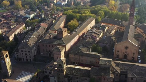 Castelvetro di Modena, Modena, Italy - 11.04.2020: Aerial view of Castelvetro di Modena village