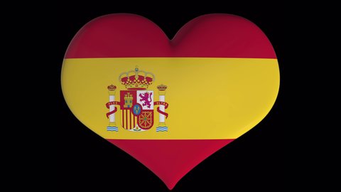 Spain flag on turning heart with alpha
good to use for Spain lower thirds, icon flag,
love flag element, country love video, love icon,
added to text / title and as a background
or on a map