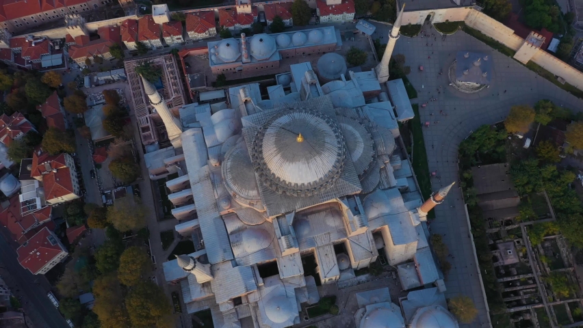 aerial view of hagia sophia with drone.
