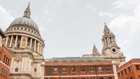 Time lapse of saint or St paul in london during a sunny cloudy day.