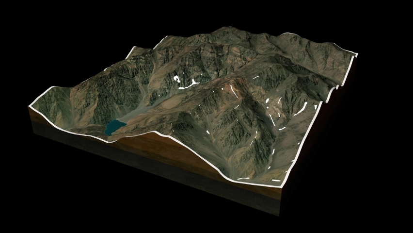 himalayas terrain map 3d render 360 Stock Footage Video (100% Royalty ...