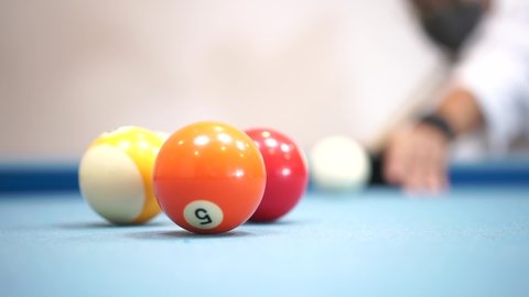 Ball Snooker or billiards Player playing in table sport, Striking snooker ball on pool shot games