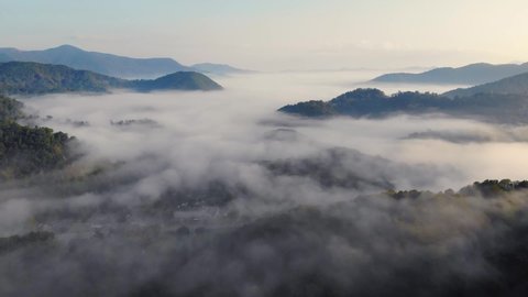 Blue Ridge Mountains Drone Footage at Dawn Above Clouds