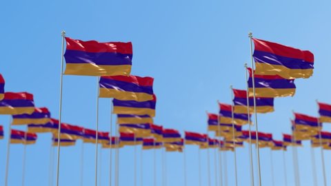 Armenia Row Of National flags Walk Throw Animation
