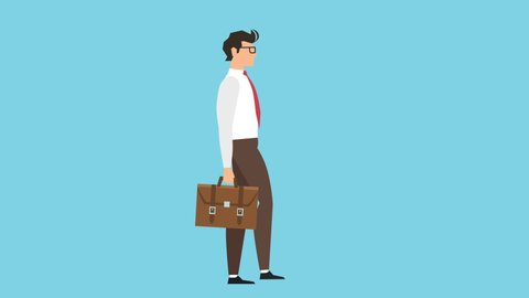 Businessman Character Walking Cycle Briefcase Loop Stock Footage Video  (100% Royalty-free) 1062787477