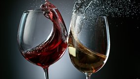 Super Slow Motion Shot of Clinking Red and White Wine at 1000fps. - Powered by Shutterstock - Get 15% off with code: PIKWIZARD15