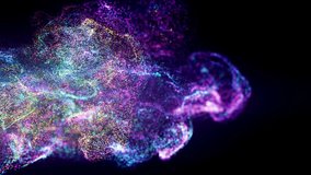 Abstract Particles Background. Vivid Color Fluid Particles. Abstract motion design background shining neon particles. Backdrop with beautiful bokeh. 3d abstract animation in 4K  - Powered by Shutterstock - Get 15% off with code: PIKWIZARD15