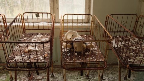 Neonatal ward in abandoned hospital of Pripyat. Chernobyl nuclear disaster. Chernobyl, exclusion zone