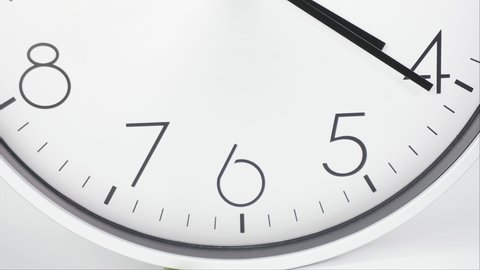 Close up Modern silver watch on white background ,Four o'clock Time lapse 20 minutes.