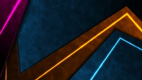 Colorful neon laser lines. Abstract grunge tech motion design. Old luminous wall concrete texture. Seamless looping. Video animation Ultra HD 4K 3840x2160