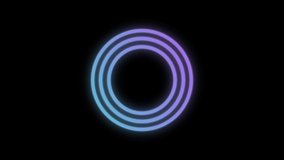 Loading animation. Loading neon  circles icon on black background 4k video