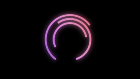 Loading animation. Loading neon  circles icon on black background 4k video