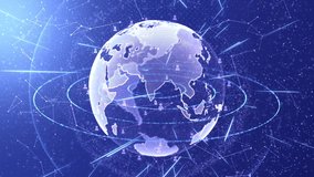 Earth Hologram HUD Rotating Motion loop Animation. Globe Futuristic Business and Science Technology Network Connectivity Cyberspace Structure. World Breaking News Studio Background - Powered by Shutterstock - Get 15% off with code: PIKWIZARD15